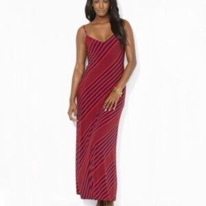 Ralph Lauren Red and Black Striped Maxi Dress